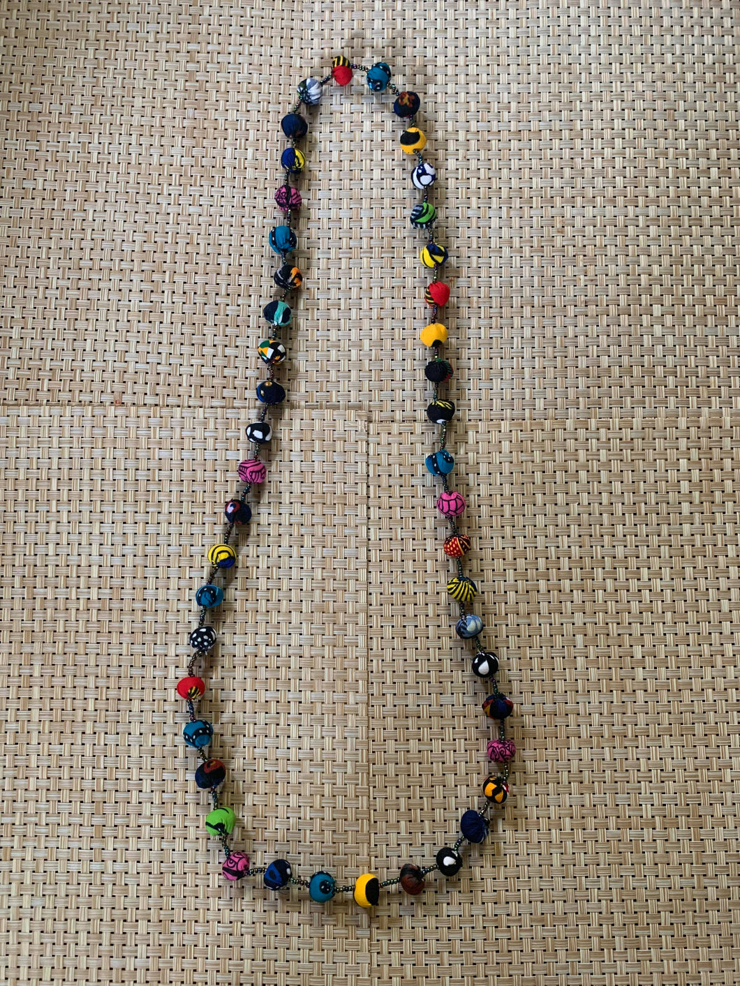 Colorful Fabric Beads Necklace.