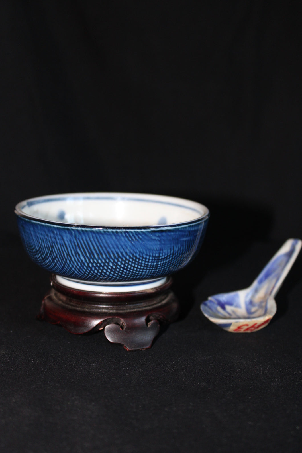 Vintage Japanese Soup Bowl with stand and spoon