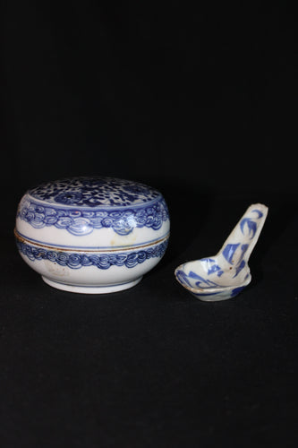 Antique Qing Porcelain Jar with Spoon (1644-1912)