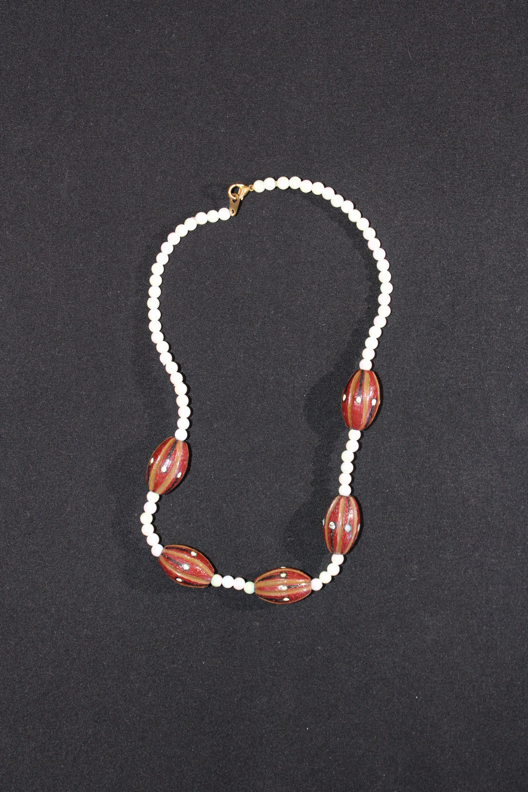 Unusual Hand Painted Coco Bead Necklace